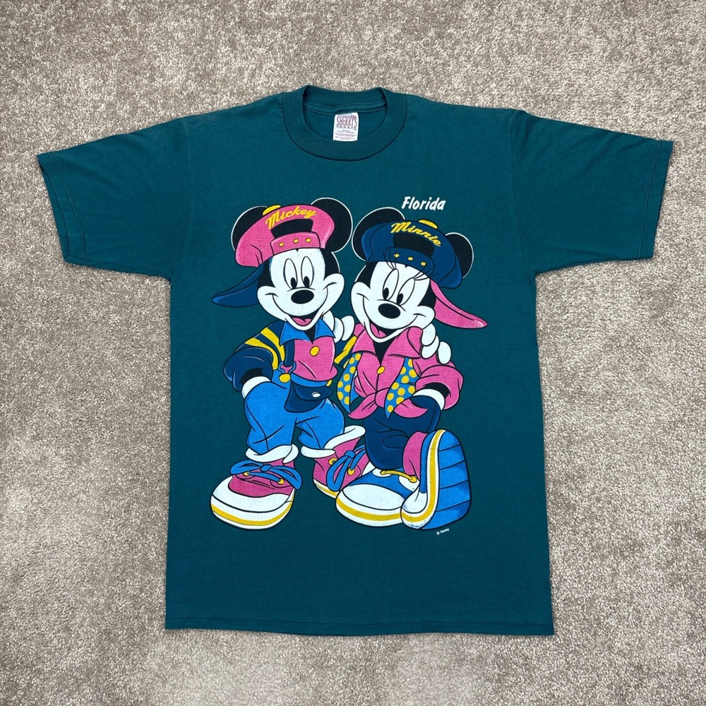 Vintage 90s Disney Mickey Minnie‎ Mouse Florida Double Sided T Shirt Medium